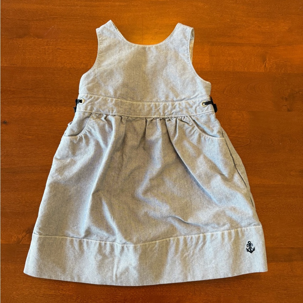 Jacadi Paris NWOT blue cotton dress 18 months nautical summer baby girl